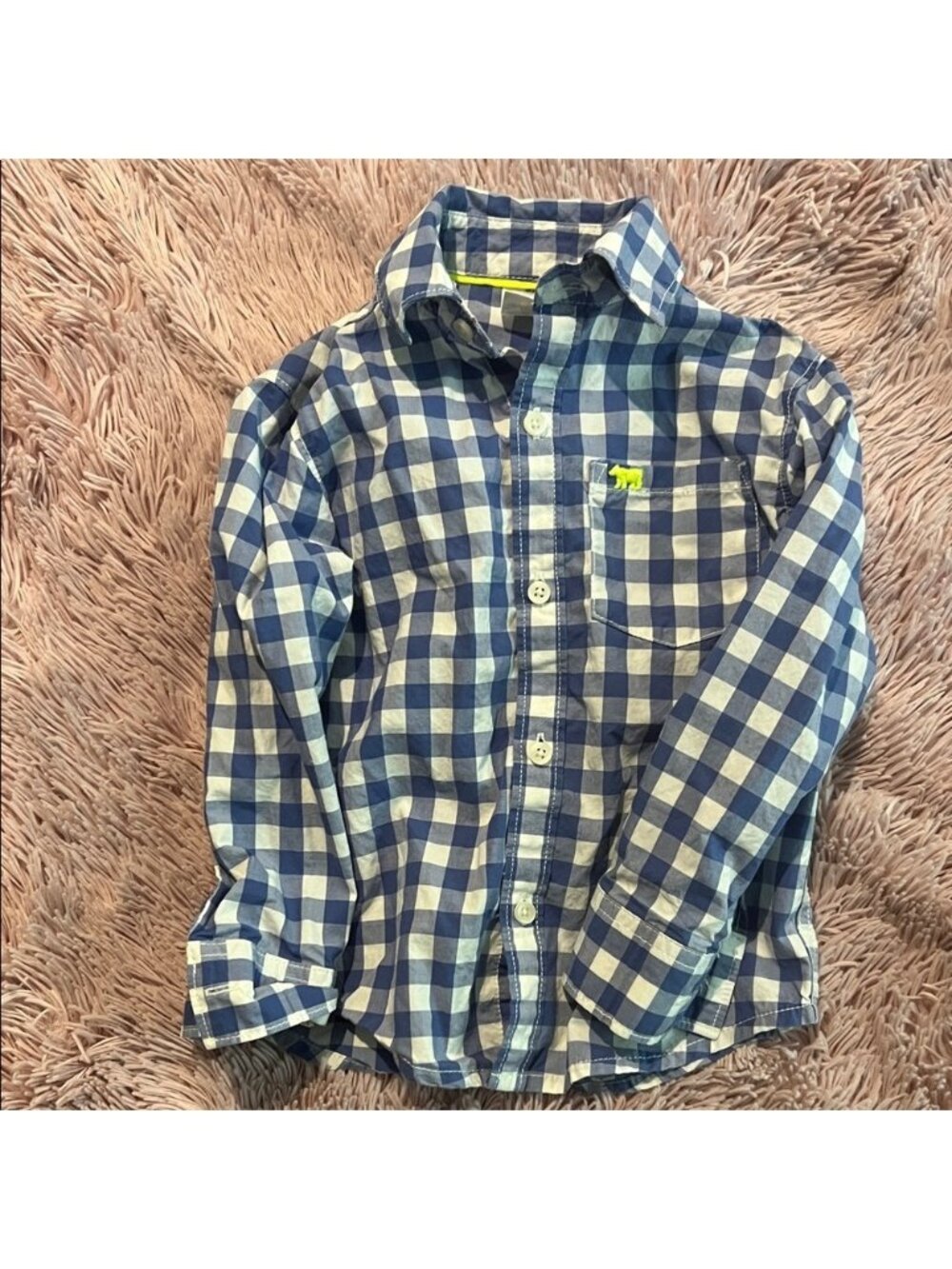 Carter's Navy and White Plaid Button-Down Shirt